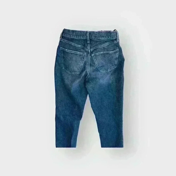 Old Navy Curvy Extra High-Waisted Button-Fly Sky-Hi Straight Ripped Jeans 2 tall - Picture 4 of 8